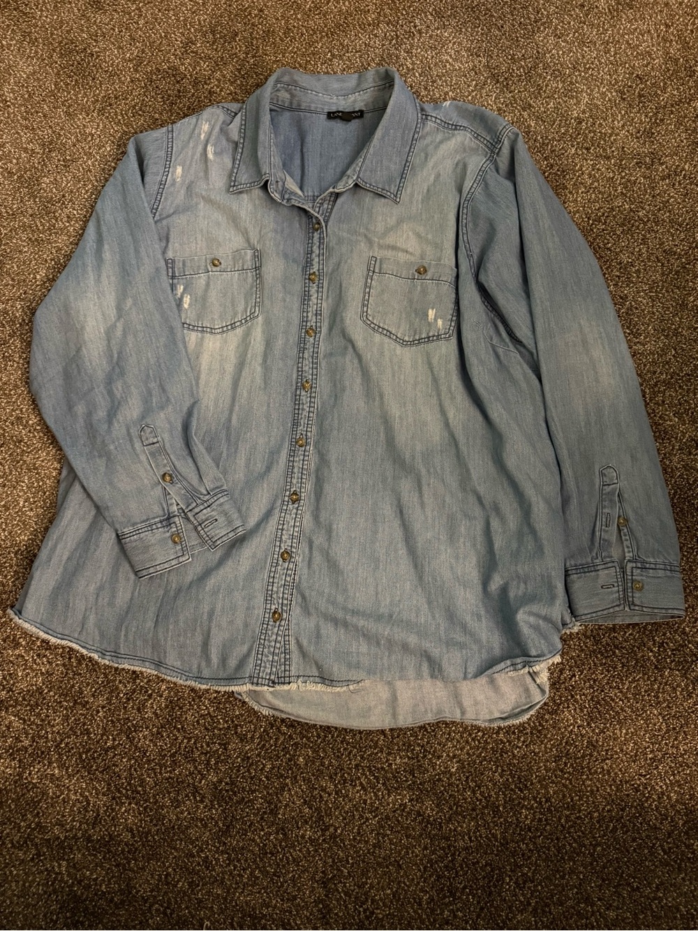 Lane Bryant Light Blue Denim Button-Down Shirt